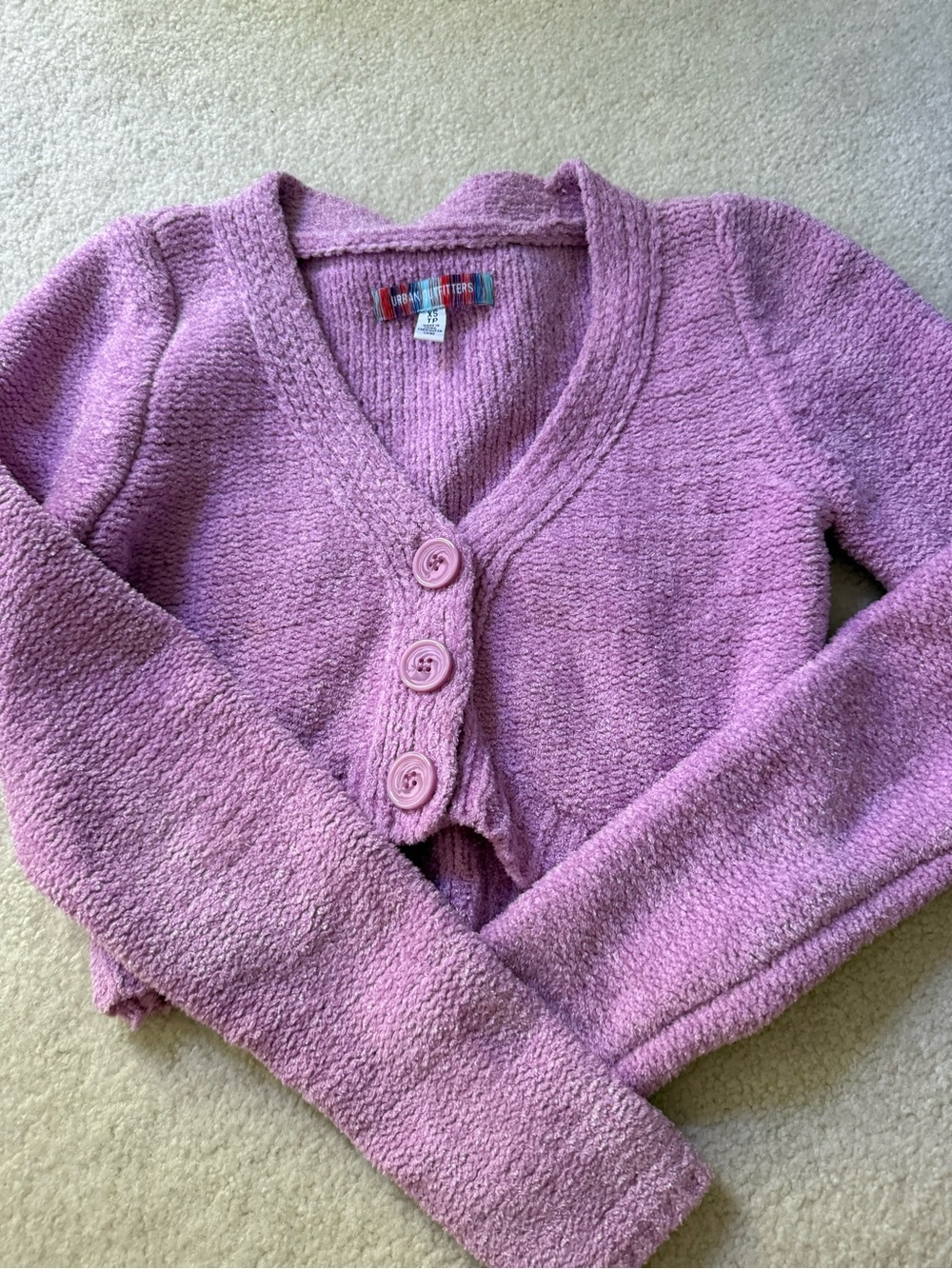 Urban Outfitters Lavender Pink Cropped Button Sweater